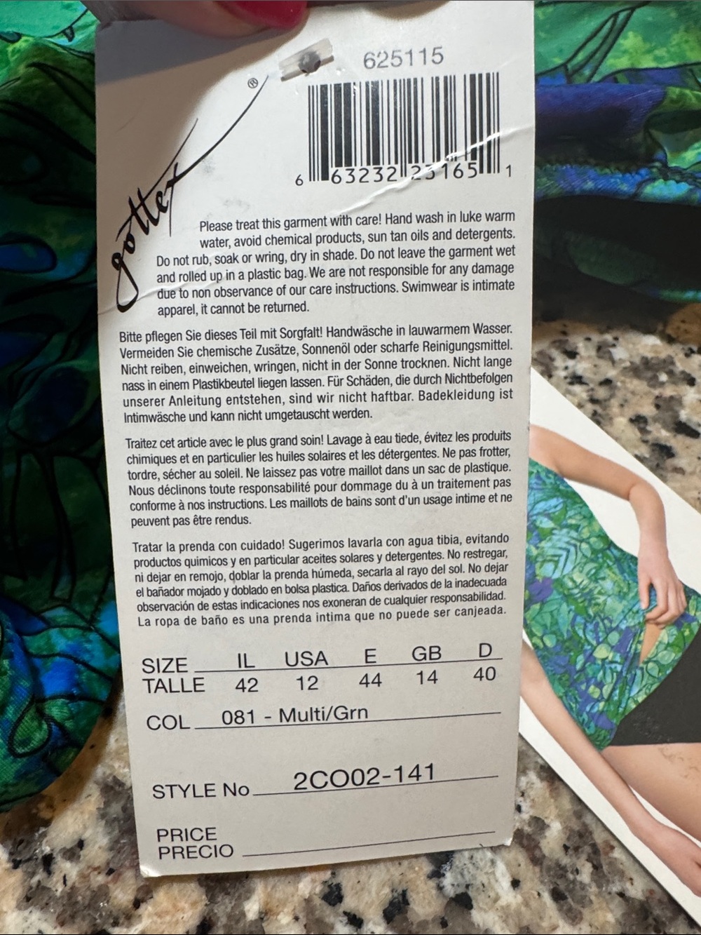 NWT Gottex Green and Blue Floral Tankini Top with Black Brief 12 swimwear - Picture 14 of 14